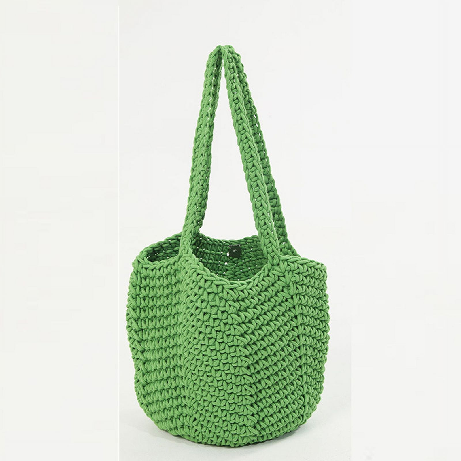 HMSHA Retro Single Shoulder Cotton Thread Woven Bag, New Crochet Woven Handbag, Beach Vacation Beach Bag