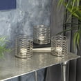 thumbnail image 2 of DecMode 4"W, 4"H Metal Glam Candle Holders, Silver, 3-Piece, 2 of 9
