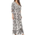 thumbnail image 3 of Sakkas Delma Women's Long Maxi Column V-neck Short Sleeve Slim Dress with Print - GW290-White - One Size Regular, 3 of 5