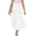 thumbnail image 4 of 2025 Women's Bohemian High-Waisted Satin Maxi Skirt - Flowy A-Line Midi Skirt for Spring & Summer, 4 of 12