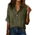 thumbnail image 2 of Endives Women's Cotton Linen Shirt Solid Color Long Sleeved Shirt Casual Daily Wear Comfortable Womens Blouse Summer Trendy S-5XL, 2 of 6