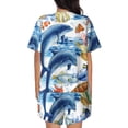 thumbnail image 3 of Qekee Marine Animals Women's Pajama Set Short Sleeve Sleepwear Summer Home Wear with Pockets Soft Short Sleeve Shirt - Marine Animals, 3 of 9
