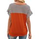 thumbnail image 2 of Camiseta de mujer Verano Cuello en V Rayas Manga corta Casual Top suelto, Naranja, XL seitruly AP001320-12, 2 of 7