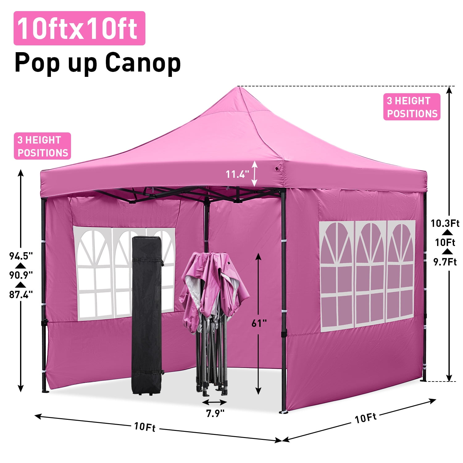 Ainfox 10' x 10'Heavy Duty Pop up Canopy Tent with Sidewalls