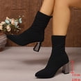 thumbnail image 5 of Taqqpue Women's Sock Boots Plus Size Pointed Toe Slip On Stretch Mid Heel Comfortable Ankle Booties for Women Size 5.5-11 Fashion Stretch Shoes Casual Walking Footwear Trendy Street, 5 of 10