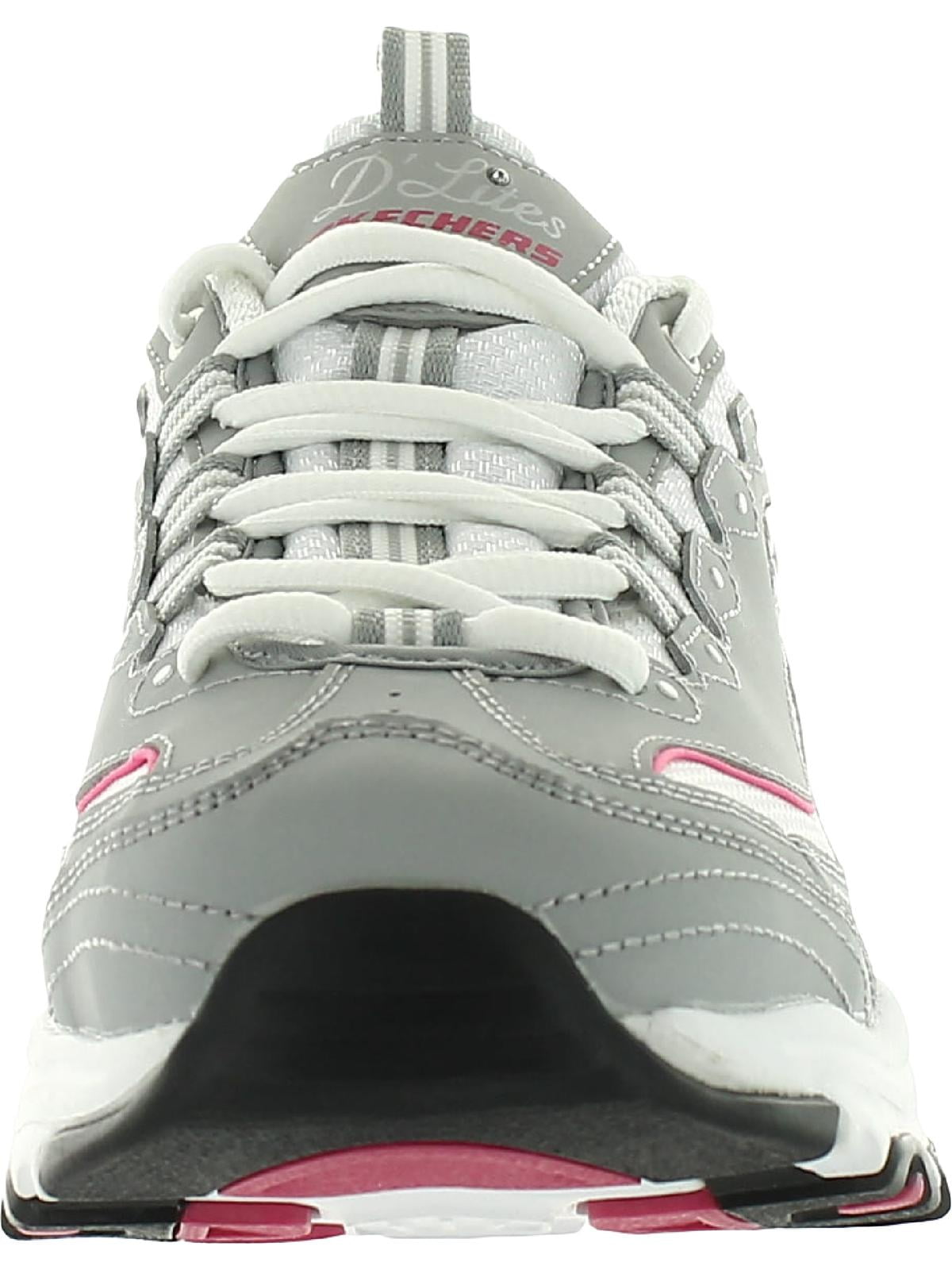 Skechers Women's D'Lites Original Lace-Up Sneaker, Grey/Pink