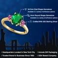 thumbnail image 2 of Gem Stone King 18K Yellow Gold Plated Silver Green Nano Emerald and Pink Moissanite Engagement Ring for Women | 1.96 Cttw | Oval 9X7MM | Gemstone May Birthstone | Size 9, 2 of 6