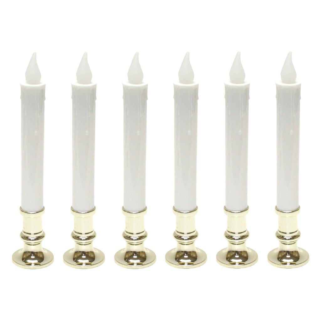 Gerson 04843 9" Battery Operated LED Brass Candle Lamp with Timer (6
