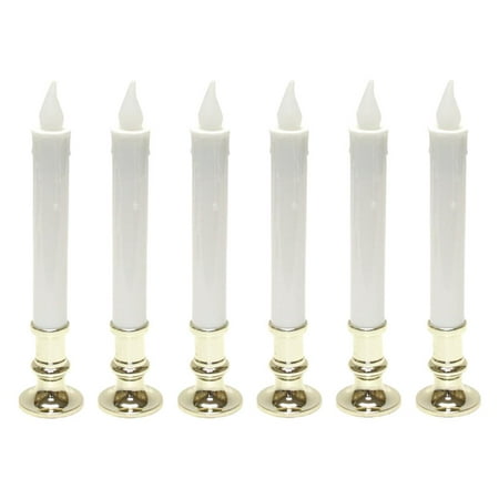 Gerson 04843 - 9" Battery Operated LED Brass Candle Lamp with Timer (6 pack)