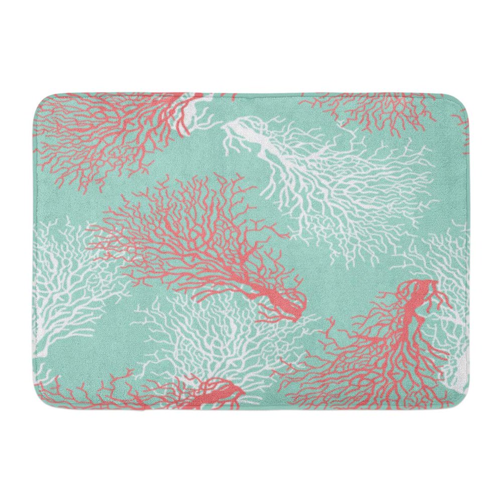 LADDKE Red Pattern Colorful Coral Reef Blue Coastal Graphic Abstract