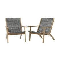 New Classic Furniture Radius Wood and Wicker Patio Side Chair in Gray (Set of 2)