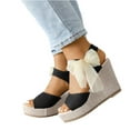 thumbnail image 4 of Nrmvnmi Women's Boho Wedge Sandals Open Toe Ankle Strap Summer Bohemian Shoes Platform Sandals Heels Black Mothers Day Gifts, 4 of 8