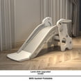 thumbnail image 1 of Ensemble de Terrain de Jeu Multifonction Pliable pour Enfants d'Intérieur avec Glissade, Mur d'Escalade, Panier de Basketball et Ballon - Centre d'Activités Compact et Sécuritaire pour Tout-Petits à la Maison en Blanc-Gris (Motif Mouton), 1 of 6
