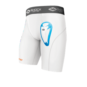 Shock Doctor Sport Compression Athletic Short with Protective Cup, White, Size - Men's Adult Medium