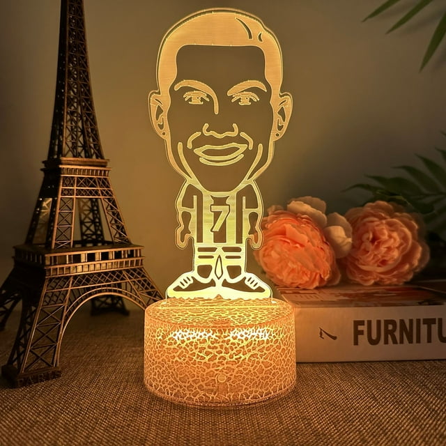 Luz nocturna CR7 3D LED que cambia de color para niños con acrílico