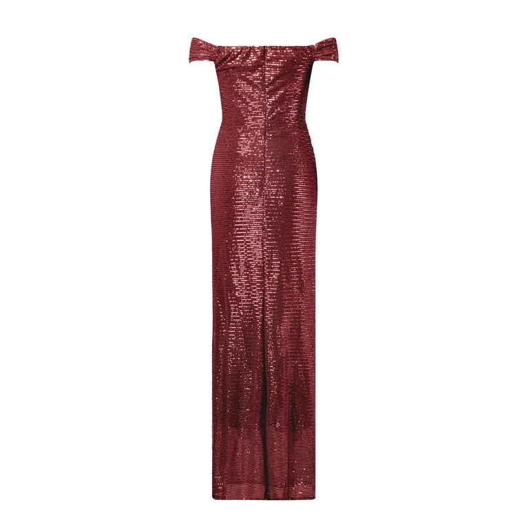 Fashion Elegant Solid Slit Sequined Off the Shoulder Wrapped Skirt Dresses(3 Colors) Fashion Elegant Solid Slit Sequined Off the Shoulder Wrapped Skirt Dresses(3 Colors)