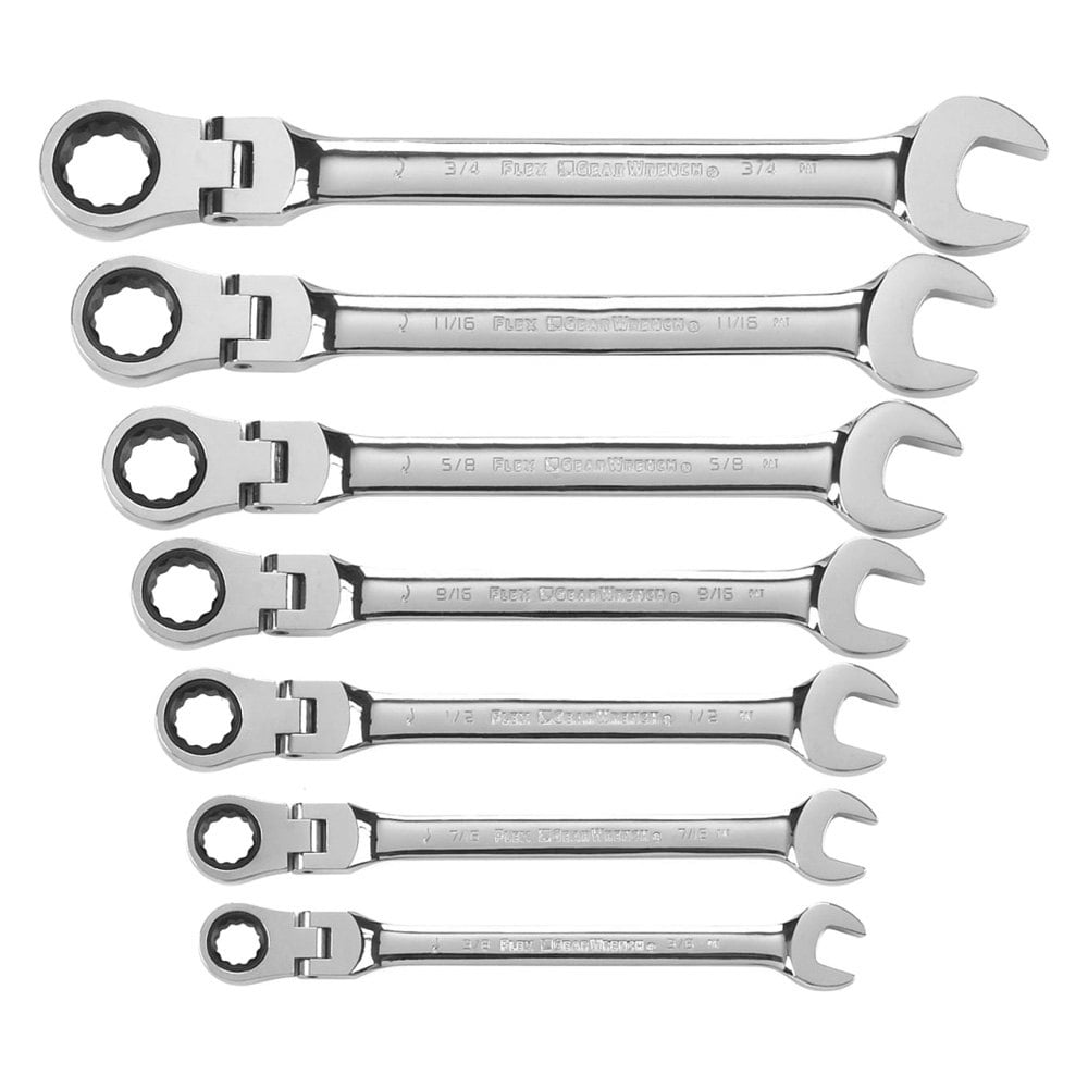 GearWrench 9700 7 Piece FlexHead Combination Ratcheting Wrench Set SAE