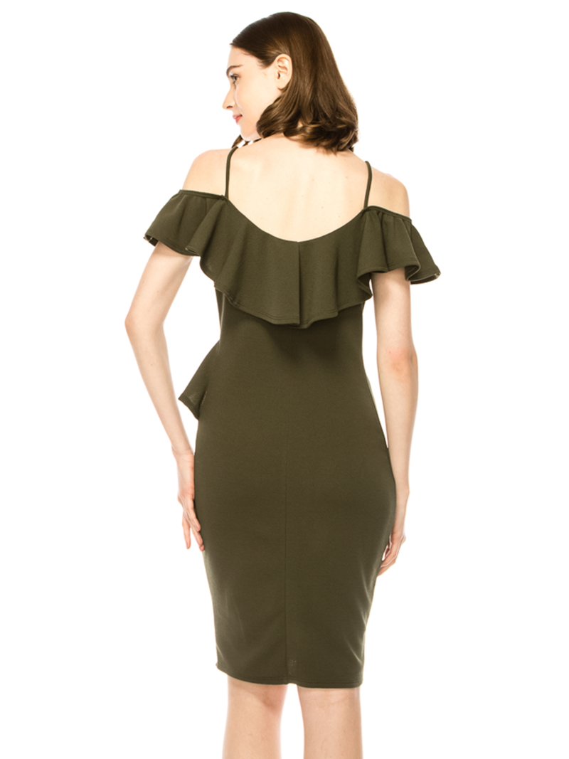 ruffle off the shoulder bodycon dress Off Shoulder Ruffle Bodycon Midi Dress  RoopKa