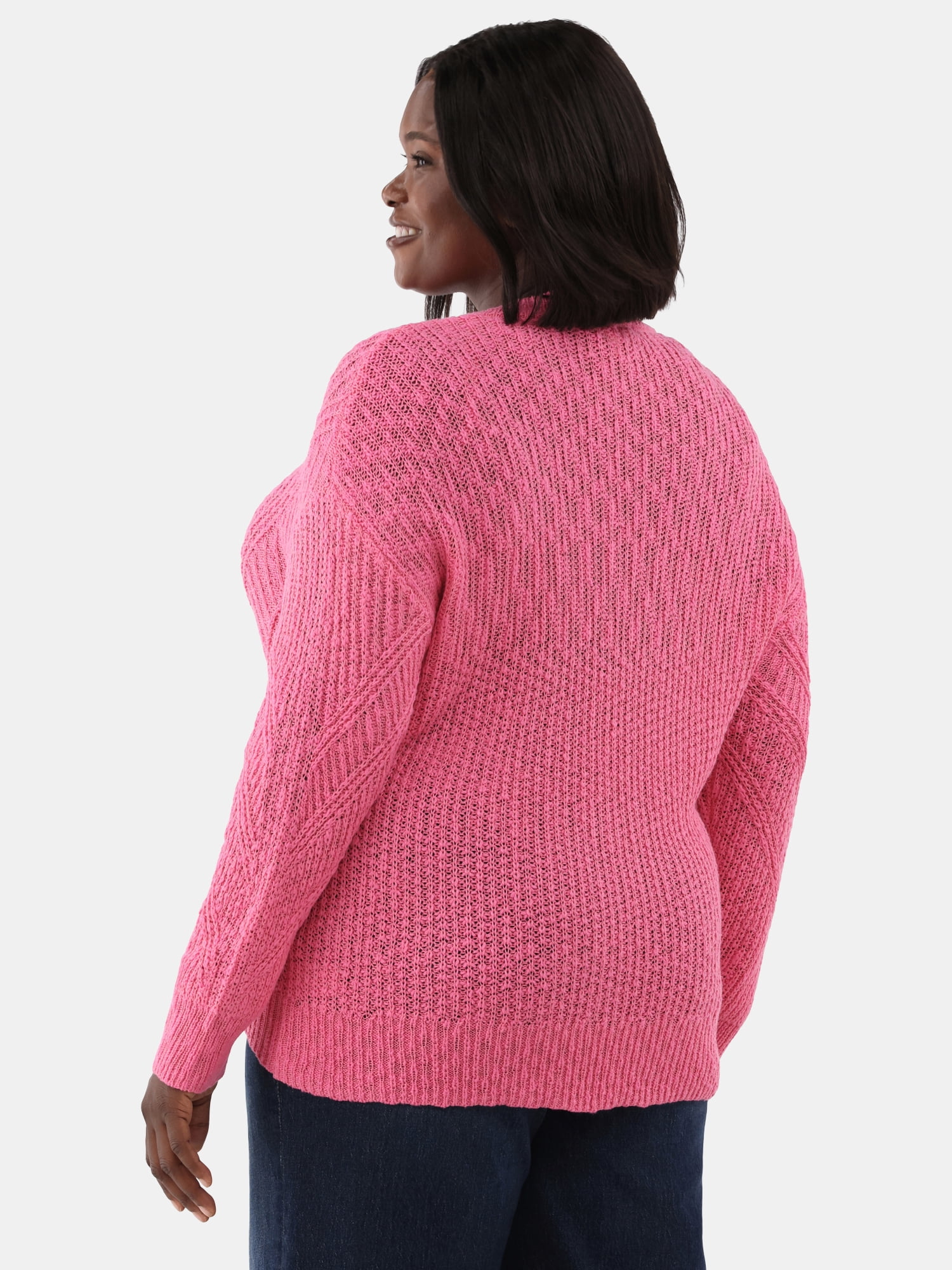 Terra & Sky Women's Plus V-Neck Sweater, Midweight, Sizes 0X-5X