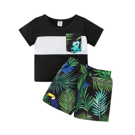 

Toddler Boys Girls Short Sleeve Prints T Shirt Tops Shorts Kids Outfits Neutral Toddler Clothes