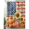 thumbnail image 2 of Fall Shower Curtain Pumpkin Sunflower Shower Curtains for Bathroom Thanksgiving Decor, Waterproof Polyester Shower Curtain Set with Hooks, Standard Size 72" x 72" USA Flag, 2 of 6