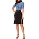 thumbnail image 2 of Camisa de trabajo de mujer con cuello contrastante, lazo y volantes en la parte delantera, botones y mangas cortas L azul polvo, 2 of 6