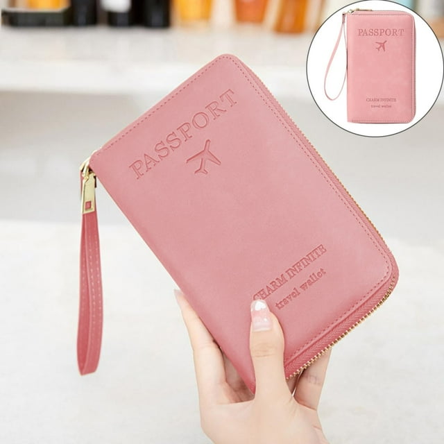 AKEGAMN Clearance! Summer Simple Plain Passport Cases Back To School Charm Infinite Travel Wallet Multi Functional Zipper Travel Card Holder RFID Blocking Card Holder 【Zipper Closure for Extra 】Comp