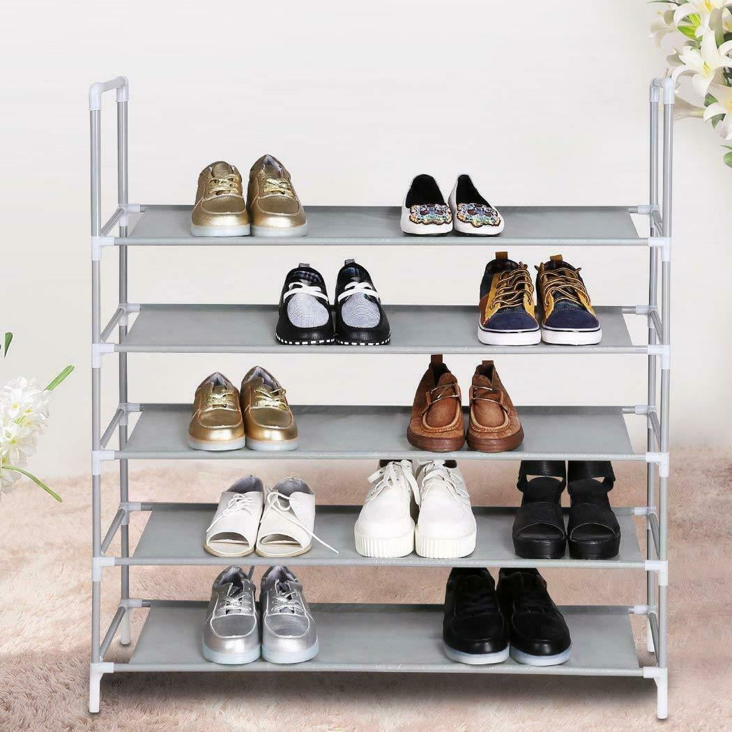 ComHoma Shoe Rack 5 Tiers Large Shoe Rack Organizer for 25 Pairs Space  Saving Shoe Shelf Non-Woven Fabric Shoe Storage Cabinet Adjustable 