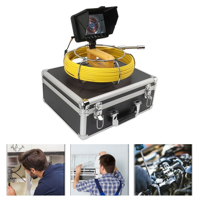 Sewer Camera, Plumbing Drain Camera, Home Pipe Borescope Inspection Camera With 5 Inch LCD Screen 15M/30M/50M Optional Cable, IP68 Waterproof, 6 LED, 8GB Memory Card