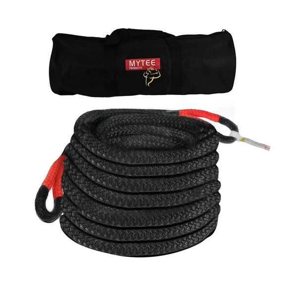 1/2"x20' Kinetic Recovery Rope w/ Velcro Strap & tote bag - 7,700 LBS Red & Black - Heavy Duty Kinetic Energy Tow Rope - Offroad Snatch Strap for Truck, SUV, UTV, ATV, Car, Tractor
