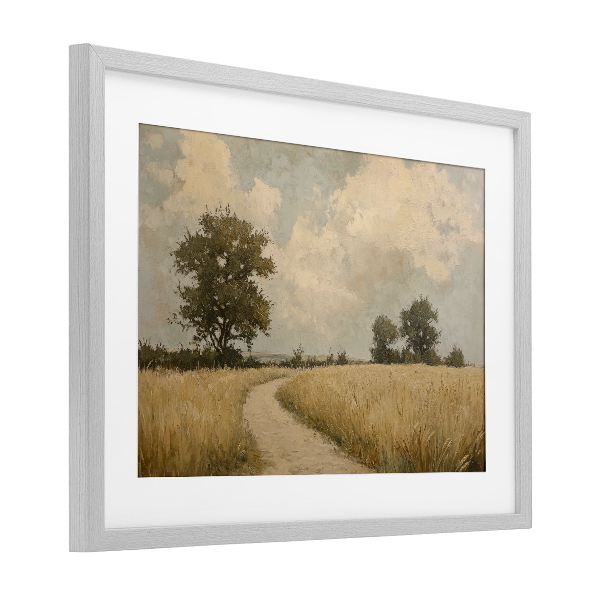 Stupell Industries Soft Field of Wheat Gray Framed Print Under Glass, design by Petal Prints Design
