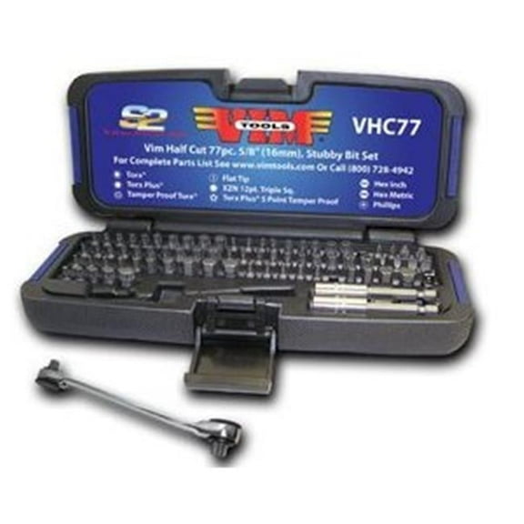 77 Piece Half Cut Stubby Bit Set