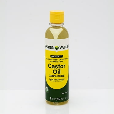 Spring Valley Cold-Pressed Castor Oil - Unrefined & Hexane-Free, Organic for Hair & Skin, 8 fl oz