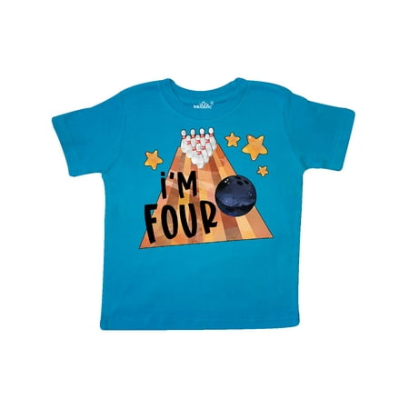 

Inktastic I m Four Bowling Ball and Pins 4th Birthday Gift Toddler Boy or Toddler Girl T-Shirt