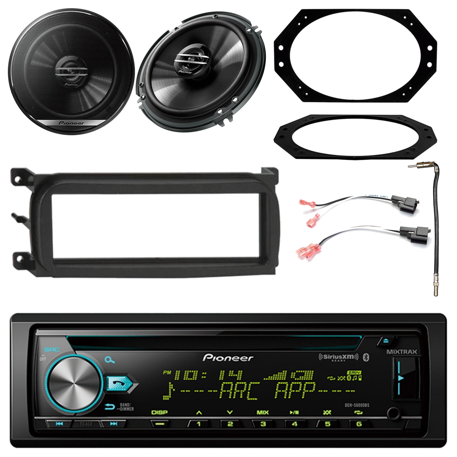 Pioneer 1DIN Bluetooth AM FM USB AUX CD Stereo w/ Builtin Amp, 2x 6.5