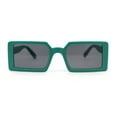 thumbnail image 2 of Kids Size Square Rectangle Thin Plastic Mod Fashion Minimal Sunglasses Green - Black, 2 of 4