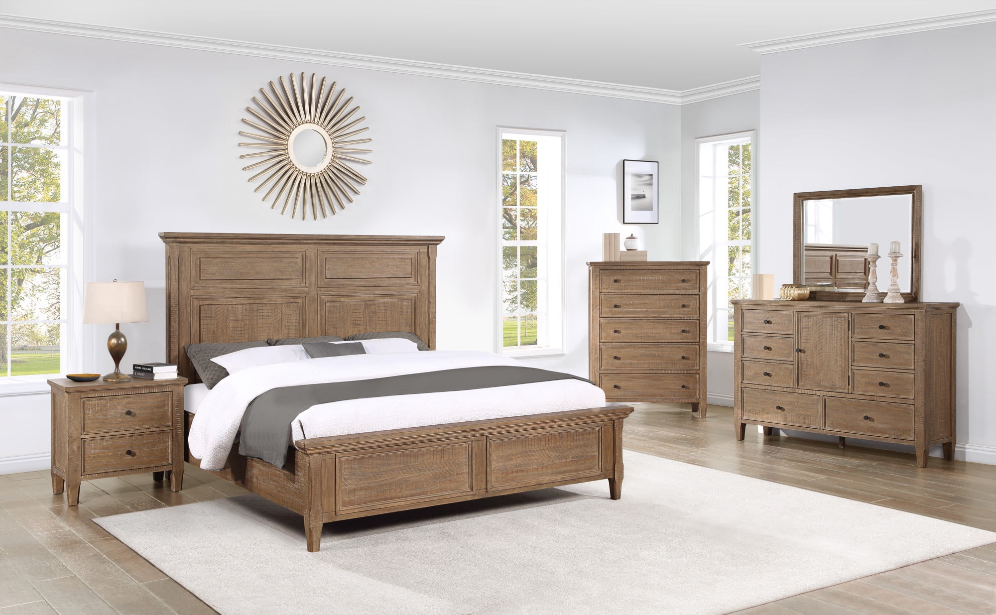 Steve Silver Riverdale Rustic Horizontal Dresser with 8 Drawers and One Door, Brown