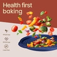 thumbnail image 5 of Bakken Pizza Baking Pan - Round Perforated Carbon Steel Pan with Non-Stick Marble Coating, Oversized Silicone Handle, Dishwasher Safe, High-Temperature Resistant, Durable & Easy Cleanup Blue, 2 Pack, 5 of 9