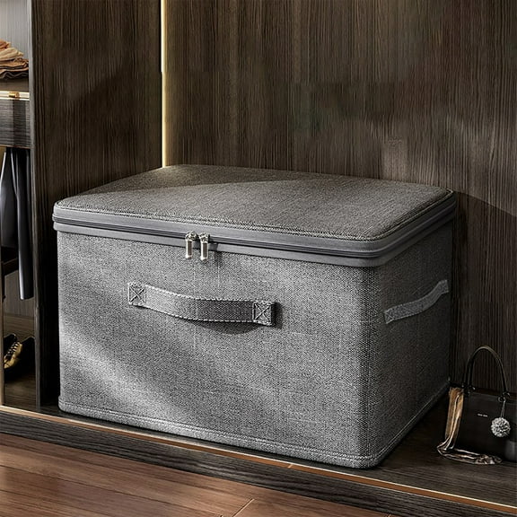 Miogawg Zip Lidded Wardrobe Storage Bins,Collapsible Fabric Storage Boxes For Clothing, Bedding, Toys, Blankets Organizer, Foldable & Washable