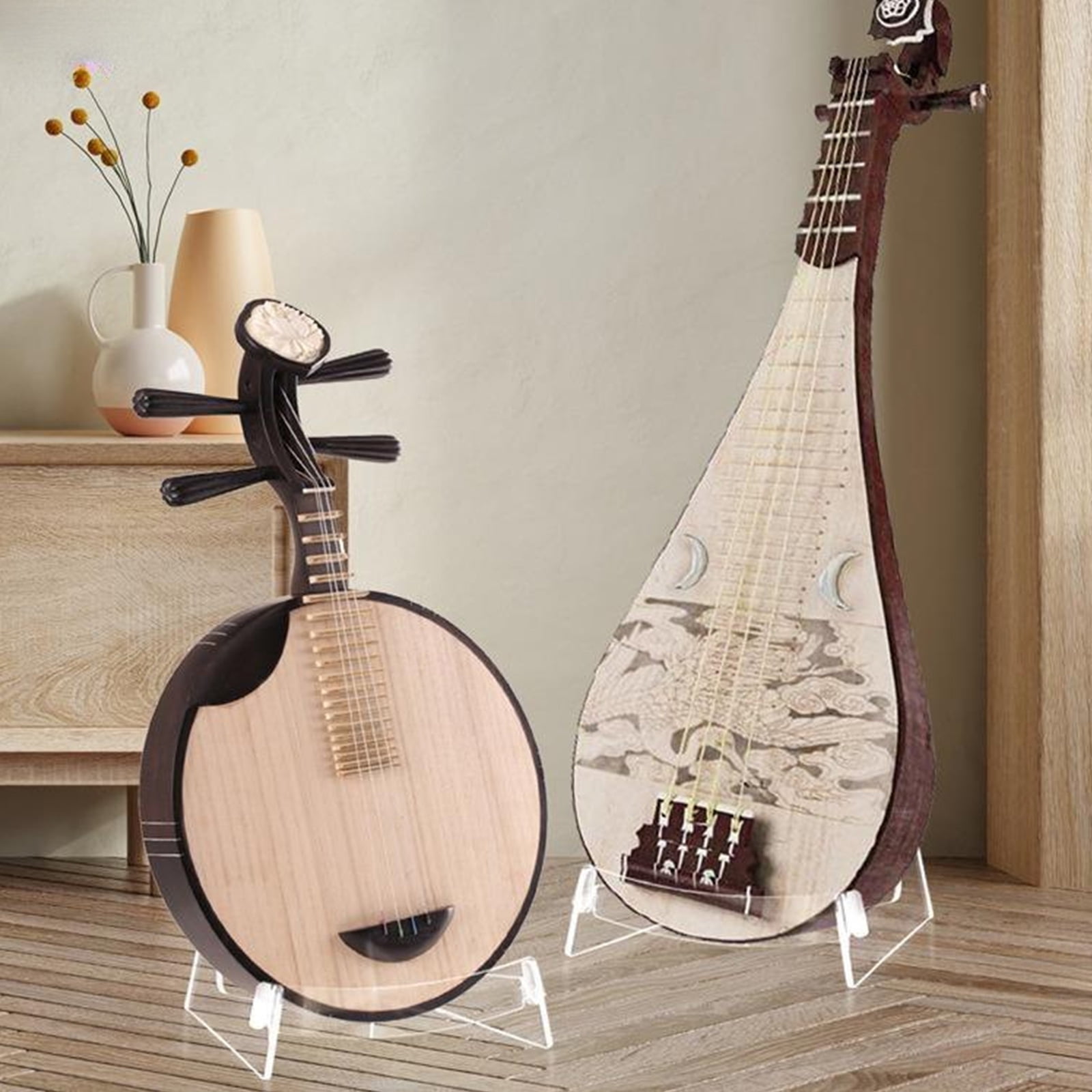 FEAMOS Acrylic Guitar Stand, Folding Guitar Ukulele Stand, String Instrument Stand L-Frame Classical Guitar Stand Ukulele Shelf