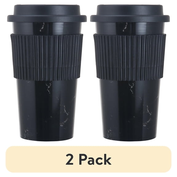 (2 pack) Mainstays 18oz Capacity Plastic Travel Cup - Multiple Colors