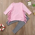 thumbnail image 5 of Douhoow 2-7Y Little Girl Feather Tassel Pink Top Striped Pants 2Pcs Clothes Set, 5 of 8