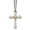 Stainless Steel, 14k Gold Plated & Diamond Cross Necklace - 22 Inch