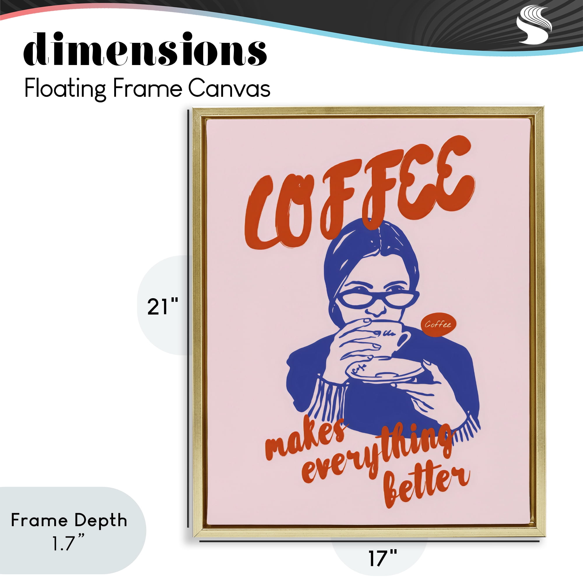Stupell Industries Coffee Makes Everything Better Gold Framed Floater Canvas Wall Art, design by The Prints Vibe