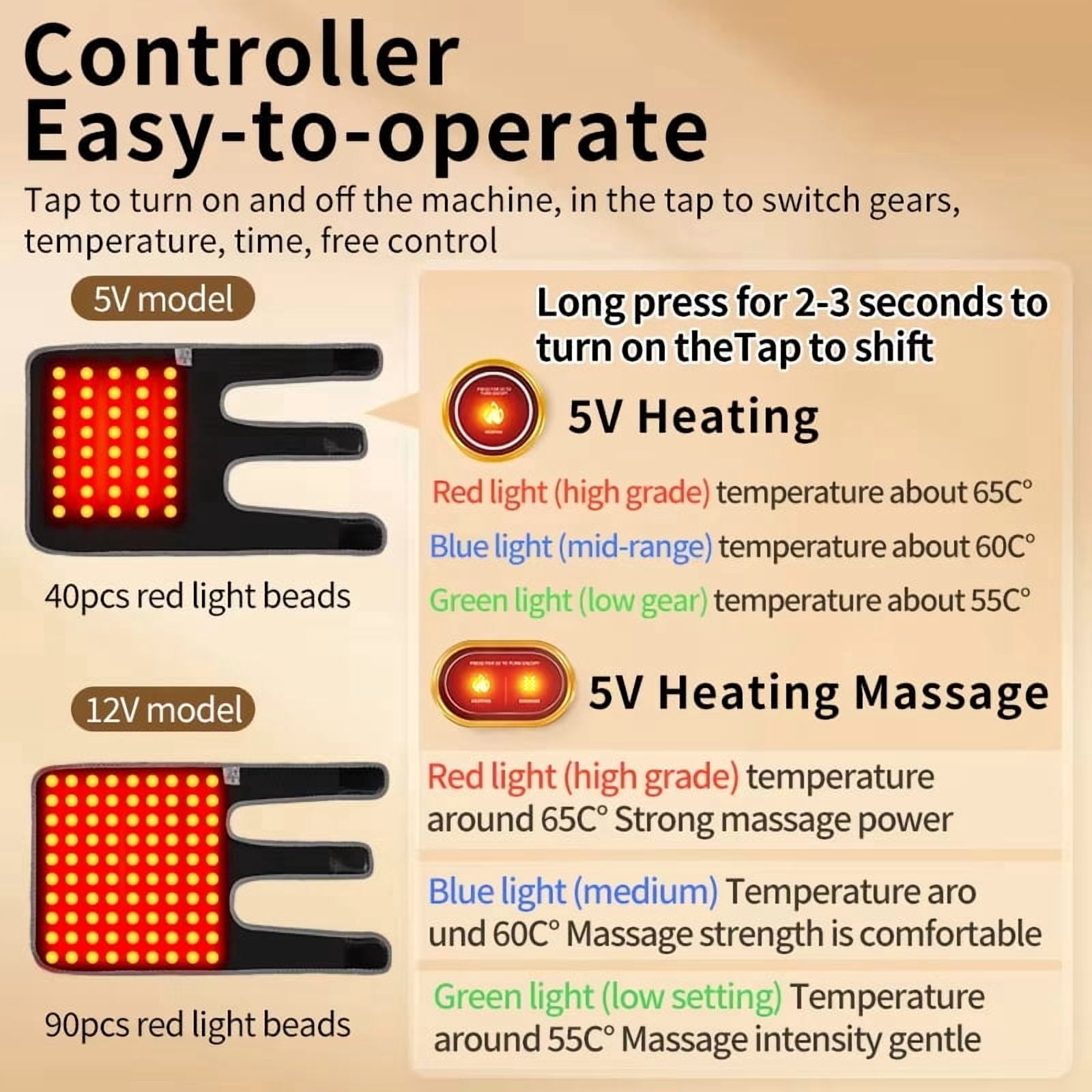 Infrared Heated Elbow Brace with Massage – Adjustable Compression Sleeve for Arm Comfort
