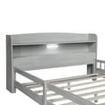 thumbnail image 3 of DreamBuck Wood Full Size Platform Bed with Built-in LED Light, Storage Headboard and Guardrail for Teens Boys Girls, Easy Assembly, Antique Grey, 3 of 7