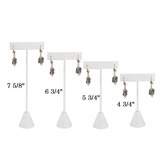 Single Piece White Leatherette Earring T Stand Showcase Display