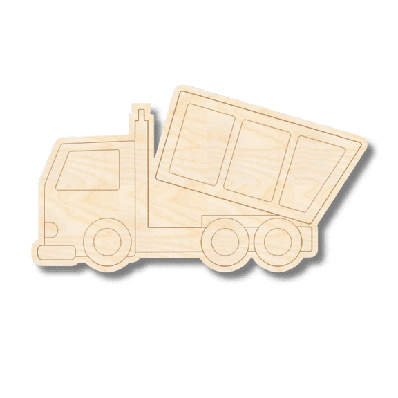 Unfinished Wood Etched Garbage Truck Shape 14" / 1/4"