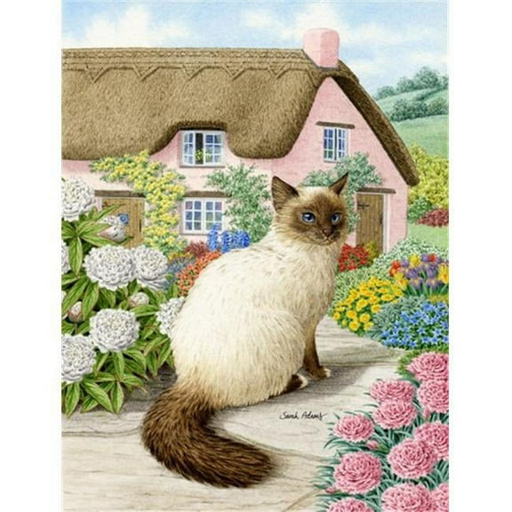 Birman Cat And Cottage Flag Garden Size