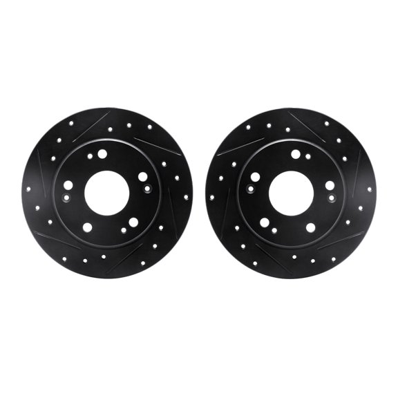 Dynamic Friction Company Rear Brake Rotors-Drilled and Slotted-Black 8002-59055